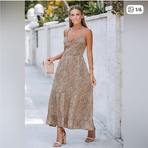 WEEKEND ONLY SALE NWT Cupshe Ayana Animal Print Backless Maxi Slip Dress Size XL